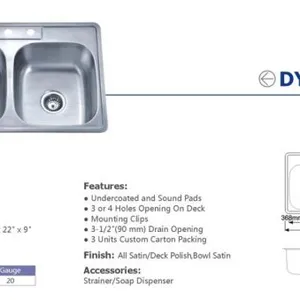 Top Mount Stainless Steel Kitchen Sink With Satin Finish (910-1) thumbnail-2