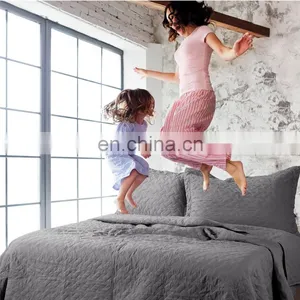 California Super King Queen Twin Size Grey Summer Reversible Bed Comforter Set Bedspread thumbnail-2