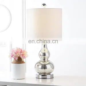China Classical Calabash Shape Creative Custom Clean Glass Base Cheap Bedside Lamps for Office Restaurant Hotel thumbnail-6