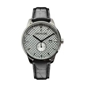 Stainless Steel Case Gents Watches Genuine Leather Man Fashion Quartz Watch thumbnail-1