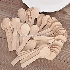 Disposable Wooden Spoon Round End 100 mm Wood Ice Cream Wooden Spoons 100mm thumbnail-1