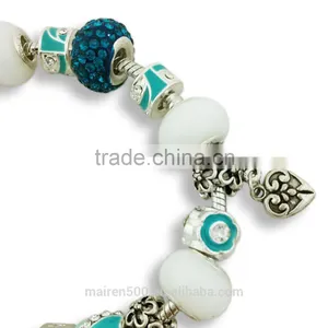 Hot Selling European Charm Glass Blue Bead Bracelet Charm thumbnail-1
