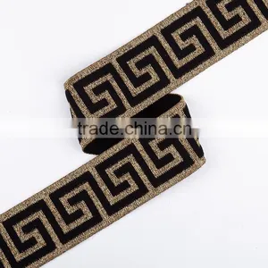 Custom Brand Names Golden Wide Black Textile Elastic Band thumbnail-1