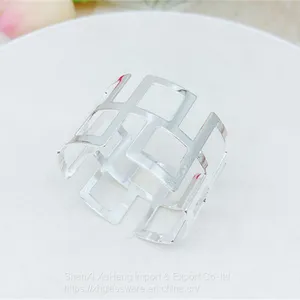 Wedding Party Holiday Banquet Christmas Dinner Delicate Serviette Buckles Hollow Out Design Gold Napkin Ring Holder thumbnail-5