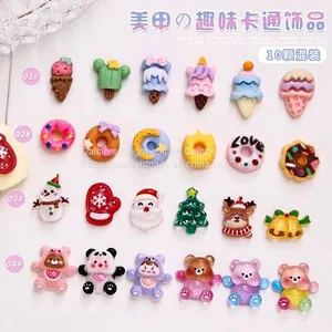 Christmas Cartoon Nail Accessories New Ice Cream Donuts Cute Little Bear Snowman Three-dimensional Nail Decoration Diamond thumbnail-1