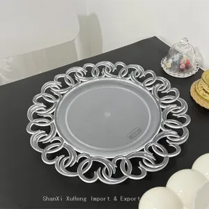 New Arrival Vintage Clear Round Plastic Charger Plates Acrylic Dinner Dishes For Wedding thumbnail-3
