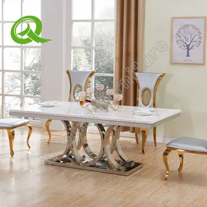 Stainless Steel Round Dining Table Marble Top Wedding Table For Events Banquet Luxury Furniture thumbnail-4