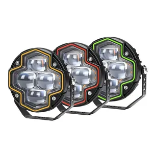 New Motorcycle LED Spotlight Four-Bead Lens 6000K Electric Vehicle Light Integrated Far Angel Eye Flashing External Modified thumbnail-1