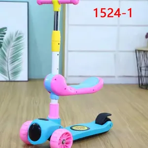 Children's Scooters Children's 3-wheel Music Glowing Folding Toys, Outdoor Sliding Sports, Boys and Girls Kids Kick thumbnail-1