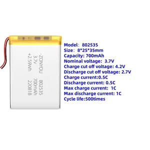 Factory Direct 802535 Li-Po Battery Pouch Cell 500 Cycles Life LiCoO2 Cathode for Power Tools Toys RV & Cars thumbnail-1
