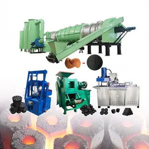 Automatic Rice Hulls to Coal Processing Plant Sawdust Wood Charcoal Production Machine EPC thumbnail-1