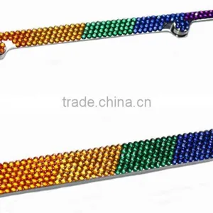 Custom Bling License Plate Frame License Plate Frames Screw Cap Crystal Diamond Rhinestone Bling thumbnail-1