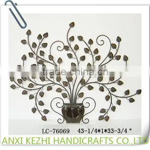 LC-86528 Set 2 Antique Wrought Iron Metal Leaves Wall Art Decor thumbnail-4