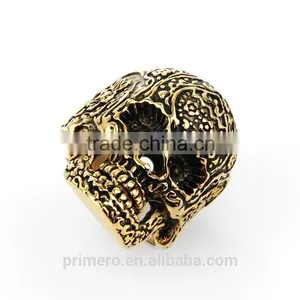 Fashion Flower Skull Gothic Black Poker Party Rock Biker Stainless Steel Terminator Ring thumbnail-3