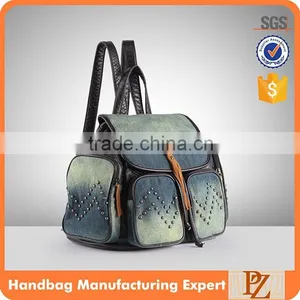 3867 Wholesale High Quality Durable Denim Women Outdoor Drawstring Backpack thumbnail-1
