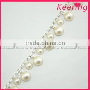 Wholesale Pearl 2014 Hot Sale Circle High Quality Rhinestone Chain WRC-095 thumbnail-1