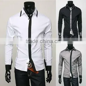Hot New Products for 2016 uk Fashion Latest New Model 100% Cotton Slim Fit Men's Long Sleeve Shirt thumbnail-1