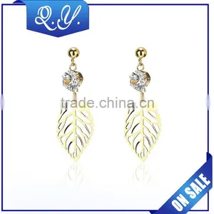 Fashion Leaf Design Gold Earrings Fancy Drop Earrings Body Jewelry thumbnail-1