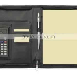 Leather Cover A5 Size Zip Folder With Notepad thumbnail-1