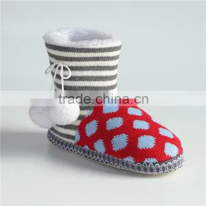Ladies Slipper Knit Boots With Pompom thumbnail-1