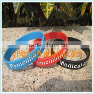 Custom Medical Alert! Penicillin Allergy Silicone Debossed Wristband Bracelet thumbnail-2
