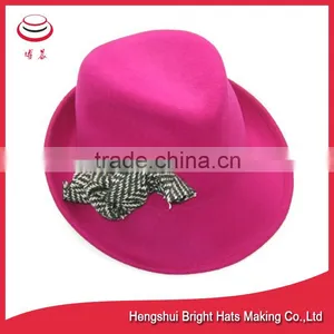 Pink Wool Felt Hats Upturned Brim For Girls thumbnail-1