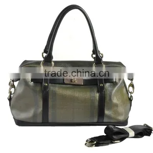 Summer Hot! Plaid Printed pu With Belt Lock E/w Satchel Bags Fashion Ladies Handbags 2012 thumbnail-1