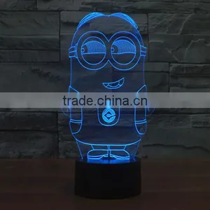Home Decoration LED Night Light Lamp 3D Illusion for Children Baby Bedroom,Despicable Me Minions Shape Christmas Gift thumbnail-1