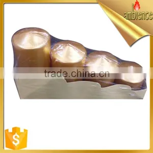Craft Candle 4 Pieces Metallic Golden Color Pillar Candle China Factory Candle thumbnail-3