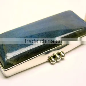 Labradorite Rectangle Cabochon Natural Gemstone Pendant, 925 Solid Sterling Silver Pendants, Designer Bezel Pendant thumbnail-3