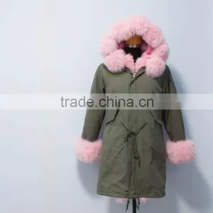 PC09 Army Green Women Long Style Parka Jacket thumbnail-1