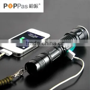 POPPAS 6611 Classic Hidden USB Design Zoom T6 LED Police Security Led Flashlight Power Bank thumbnail-3