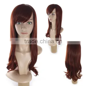 New Arrival Long Layes Wavy Fox Red Wig Heat Resistant Long Wavy Ladies Wigs African American Curly Wigs Free Shipping thumbnail-1