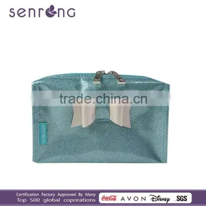 2015 Hot Promotion Blue PVC Cosmetic Bag With Butterfly ,blue PVC Make up Pouch for Wholesale thumbnail-1