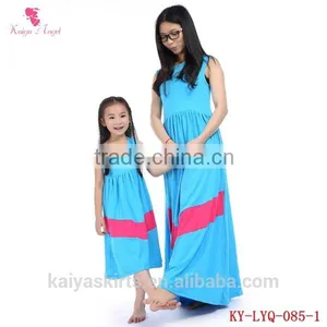 2016 Kids Boutique Clothes Cotton Long Designer One Piece Mommy and me Maxi Dress thumbnail-1