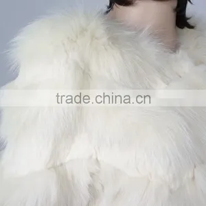 Fashion Rabbit Fox Fur Coat From China Women White Fox Fur Coats KZ150103 thumbnail-4