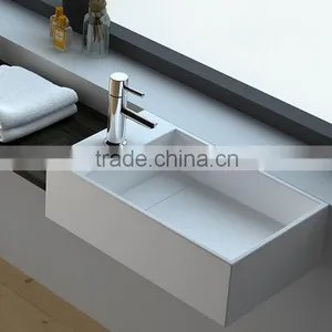 Sanitary Ware China Acrylic Solid Surface Wash Basin, Aritificial Stone Solid Surface Acrylic Wall Hang Wash Basins thumbnail-1