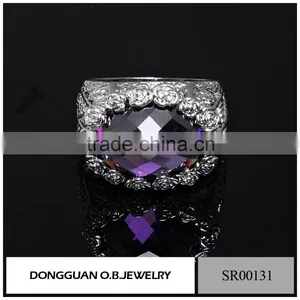 New Products Stainless Steel Ring /925 Silver Ring With Purple Stone Wholesale thumbnail-2