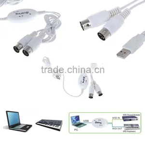 USB IN-OUT MIDI Interface Cable Cord Line Converter PC to Music Keyboard Adapter thumbnail-1