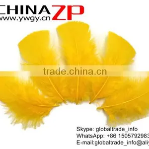CHINAZP Bulk Plumage Eagle Natural Dyed Golden Yellow Turkey T-Base Body Feathers for Sale thumbnail-2