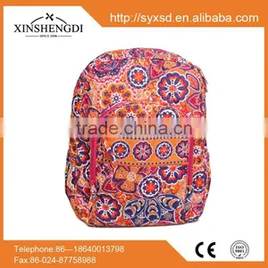 New Design Cotton Colorful Quilted Pattern Zip Supreme Backpack thumbnail-4