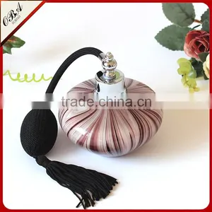 100ml Handmade Modern Popular Luxurious Purple Stripes Airbag Sprayer Pump Glass Perfume Bottle thumbnail-1