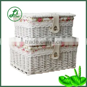Floral Linner Willow Storage Box Made in China thumbnail-1