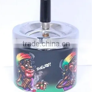 New Stainless Steel Spinning Ashtray With Cigarette Butt Storage Compartment thumbnail-1