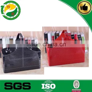 High Grade Crocodile Pattern Leather Magazine Clothing Wine Basket Holder for Storage, Leather Gift Basket thumbnail-1