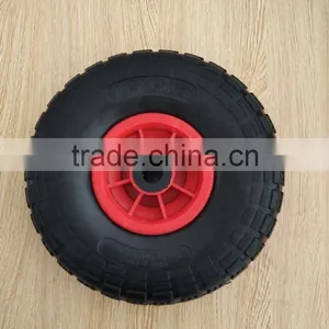 Hot Sale Durable Red Plastic Rim 10"x3.50-4 PU Wheel thumbnail-1