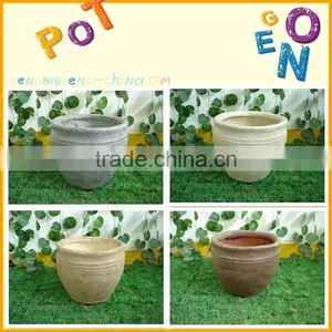 Handmade Clay Flower Pot Round Frp URNS thumbnail-3