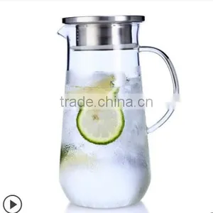 Clear Glass Water Jug Set With Two Glass Water Cups thumbnail-1