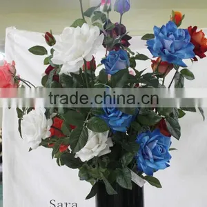 Bulk Artificial Fake Rose Flower Five Heads Royal Blue Flower Rose thumbnail-1