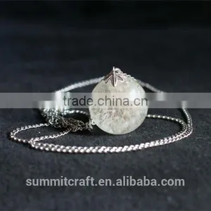Natural Real Dandelion Pendant Necklace thumbnail-3
